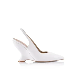 New - Monique Wedge - White Leather Shoes