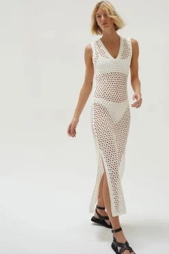 Best - Althaia V Open Knit Maxi Dress - Ivory Dresses | Coverups