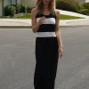 Best - Anine Stripe Tank Dress - Black with White Stripe Dresses | Long Dresses