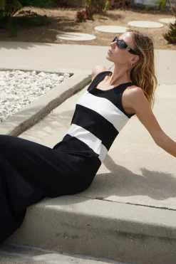 Best - Anine Stripe Tank Dress - Black with White Stripe Dresses | Long Dresses