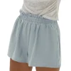 Online - Aras Linen Elastic Waist Short - Mirage Blue Shorts