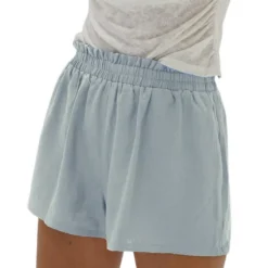 Online - Aras Linen Elastic Waist Short - Mirage Blue Shorts