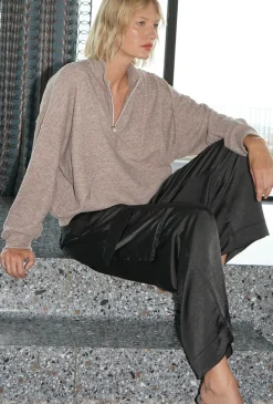 Sale - Blake Brushed Half Zip - Heather Cocoa Sweaters & Knits