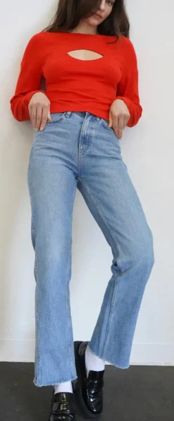 Hot - Cori Sweater Rib Top - Tomato Sweaters & Knits