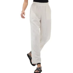 Best - Declan Linen Elastic Waist Pant - White Pants