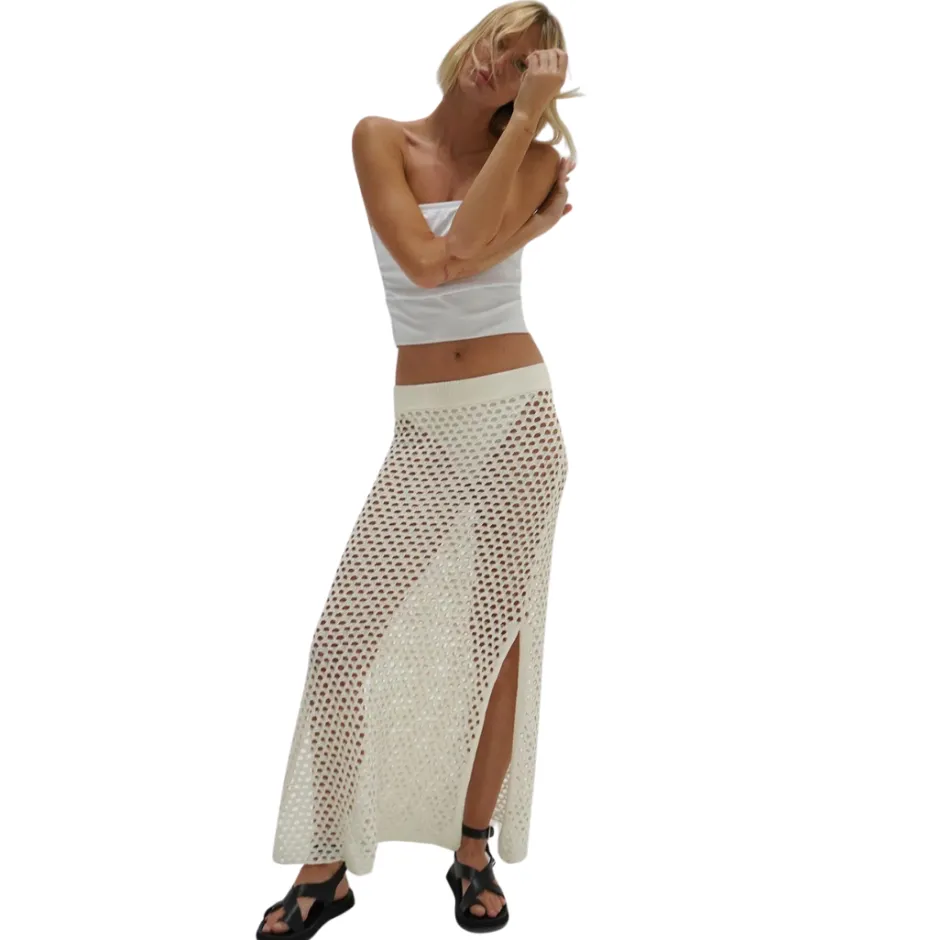 Fashion - Kyle Open Knit Skirt - Ivory Long Skirts