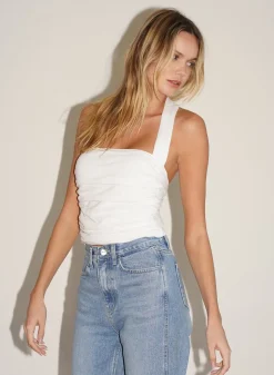Online - La Peer Tank - White Crop Tops