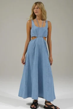 New - Lorelei Chambray Dress - Faded Blue Dresses | Long Dresses