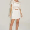 Online - Mia Linen Mini Skirt - White Mini Skirts