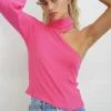 Sale - Murphy Sweater Rib Top - Hot Pink Sweaters & Knits