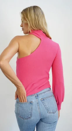 Sale - Murphy Sweater Rib Top - Hot Pink Sweaters & Knits