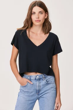 Online - Sparks V Neck - Black Crop Tops