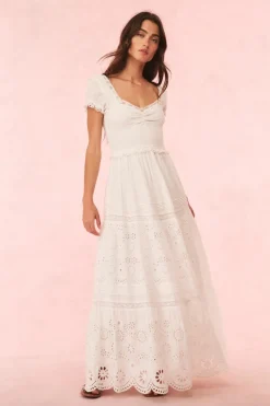 Best - Bisolet Eyelet Lace Maxi Dress - Optic White Long Dresses | Dresses