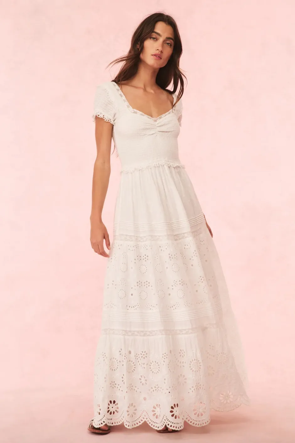 Best - Bisolet Eyelet Lace Maxi Dress - Optic White Long Dresses | Dresses
