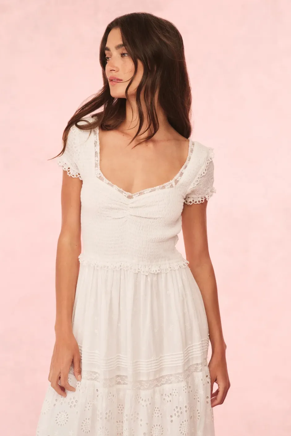 Best - Bisolet Eyelet Lace Maxi Dress - Optic White Long Dresses | Dresses