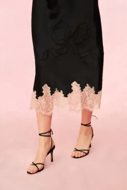 Sale - Brinkley Satin Midi Dress - Black Midi | Midi Dresses