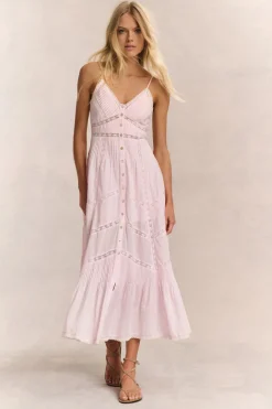 Fashion - Esilda Heritage Cotton Midi Dress - Pink Midi | Midi Dresses