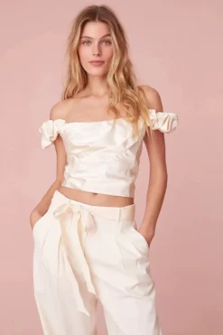 Online - Ileana Top - Cream Crop Tops