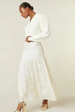 Clearance - Laia Maxi Skirt - Antique White Long Skirts