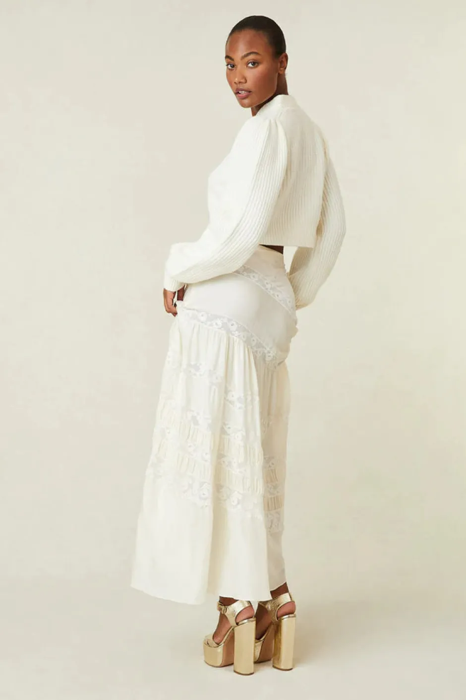 Clearance - Laia Maxi Skirt - Antique White Long Skirts
