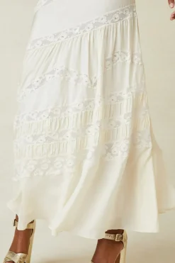 Clearance - Laia Maxi Skirt - Antique White Long Skirts