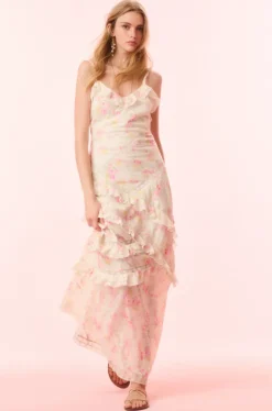 Fashion - Nocelle Dress - White Peach Long Dresses | Dresses