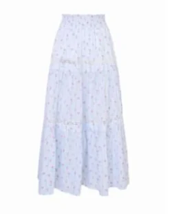 Best - Phia Cotton Mixed Print Maxi Skirt - Coastline Blue Long Skirts