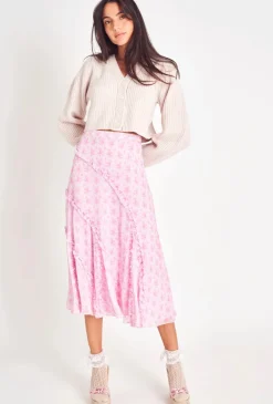 Discount - Porscha Midi Skirt - Rose Patch Long Skirts