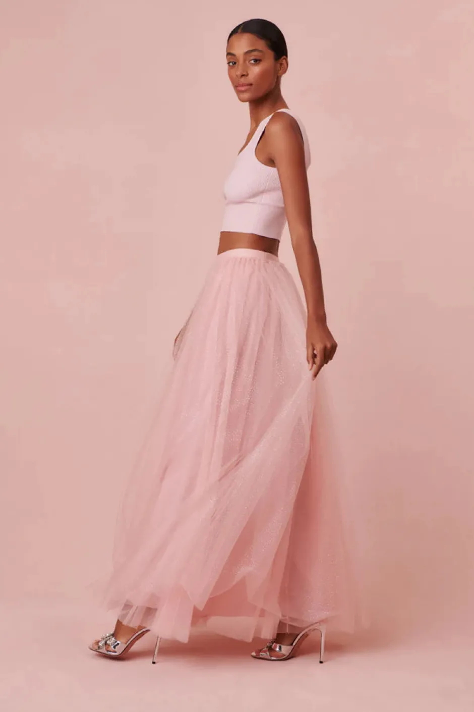 New - Prague Tank - Flamingo Shimmer Crop Tops