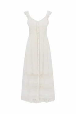 Discount - Sufette Cotton Maxi Dress - Off White Midi | Midi Dresses