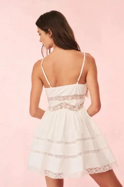Fashion - Zima Cotton Lace Bow Mini Dress - Optic White Mini Dresses | Dresses