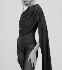 Discount - Burano Draped Bodysuit - Emerald Green Bodysuits