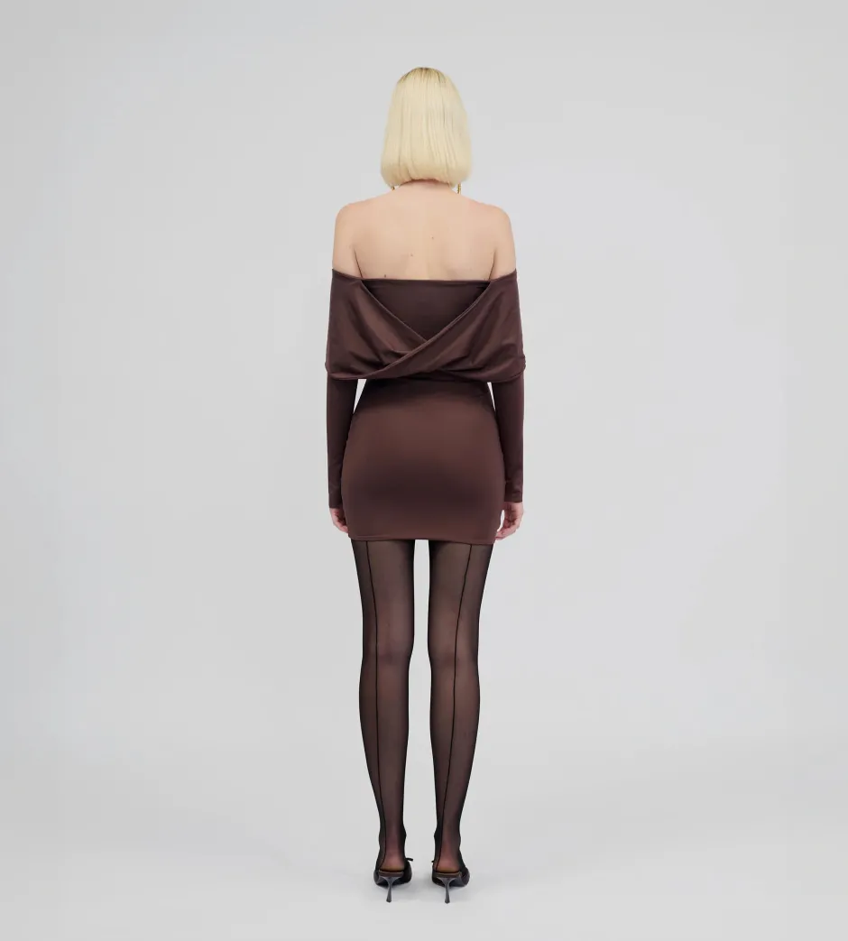 Best - Leone Off The Shoulder Mini Dress - Brown Dresses | Mini Dresses