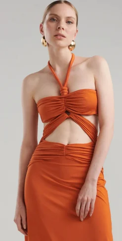 New - Migramah Dress - Orange Ochre Dresses | Long Dresses