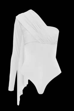 Outlet - Vionnet Asymmetric Bodysuit - Off White Bodysuits