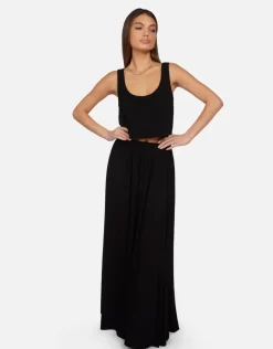 Clearance - Kenno Maxi Skirt - Black Long Skirts