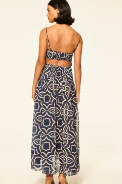 Online - Mila Dress - Blue Mosaic Midi | Midi Dresses