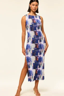 Discount - Nakia Dress - Amethyst Geo Mesh Midi | Midi Dresses
