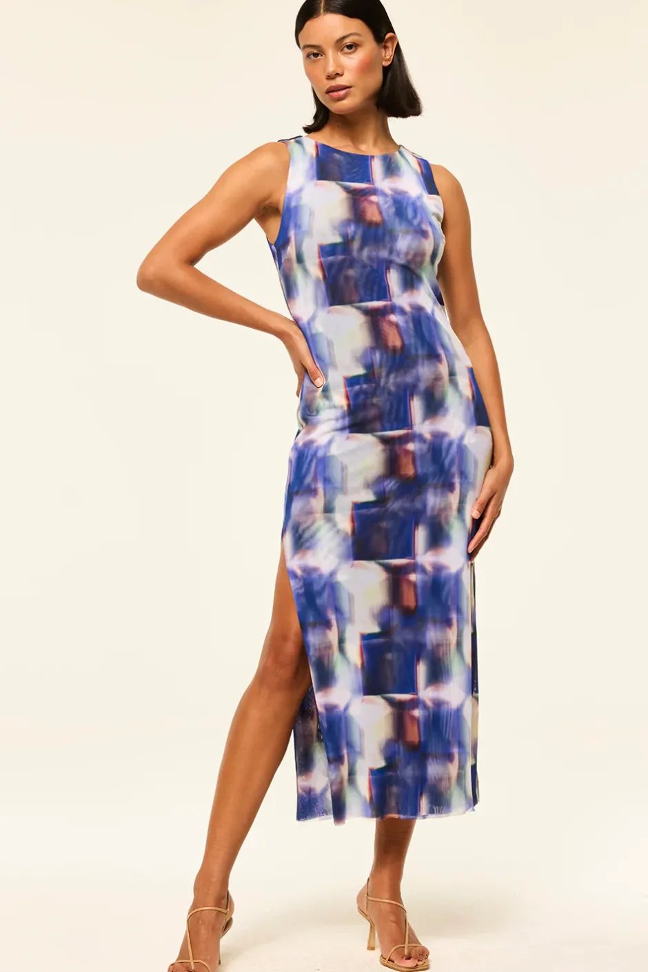 Discount - Nakia Dress - Amethyst Geo Mesh Midi | Midi Dresses