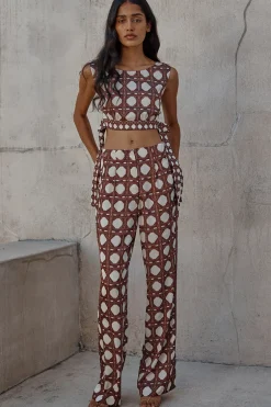 Clearance - Rita Pant - Choco Rattan Tile Pants