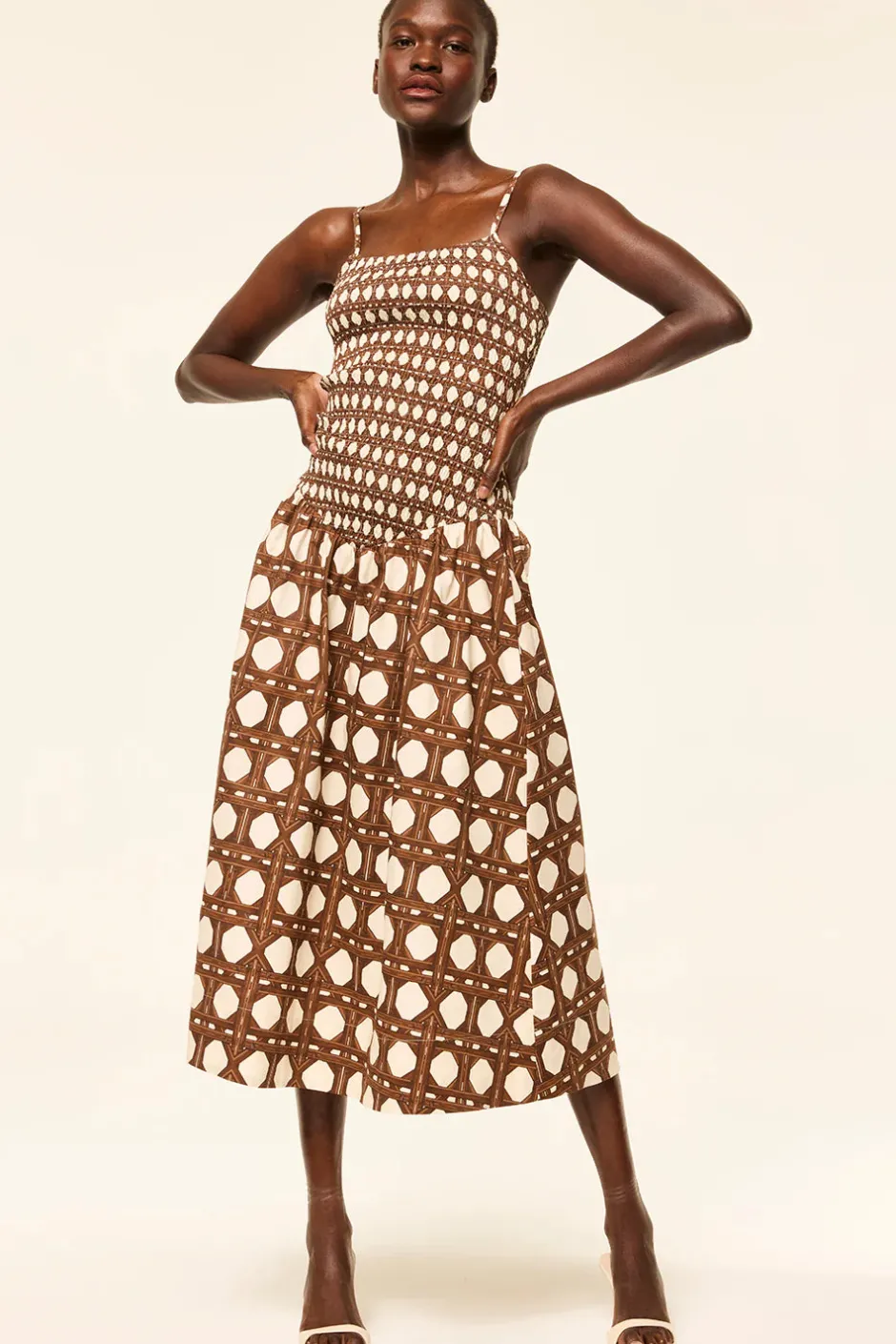 Hot - Roxie Dress - Choco Rattan Pop Mix Midi | Midi Dresses