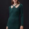 Discount - Cosmo Rib Sweater Dress - Deep Forest Dresses | Midi