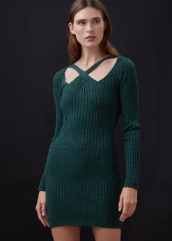 Discount - Cosmo Rib Sweater Dress - Deep Forest Dresses | Midi
