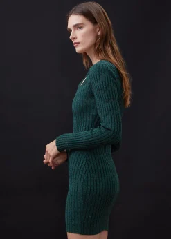 Discount - Cosmo Rib Sweater Dress - Deep Forest Dresses | Midi