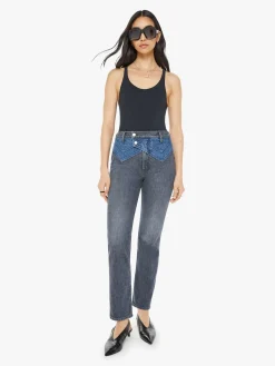 Sale - The Double Rocky Rider Nerdy - Black And Blue Flare | High-Rise