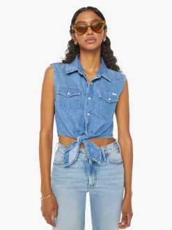 Sale - The Sleeveless Knotted Exes - Maritime Masterpiece Crop Tops