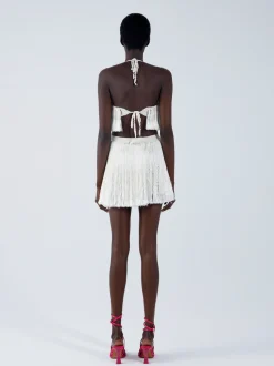 Fashion - Angelica Fringed Mini Skirt - Snow White Mini Skirts