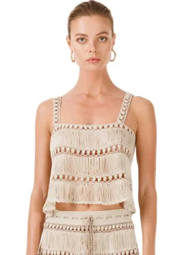 Best - Bonbon Hand Crotchet Top - Stone Crop Tops