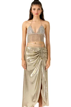 Discount - Charlotte Maxi Skirt - Bronze Shimmer Long Skirts