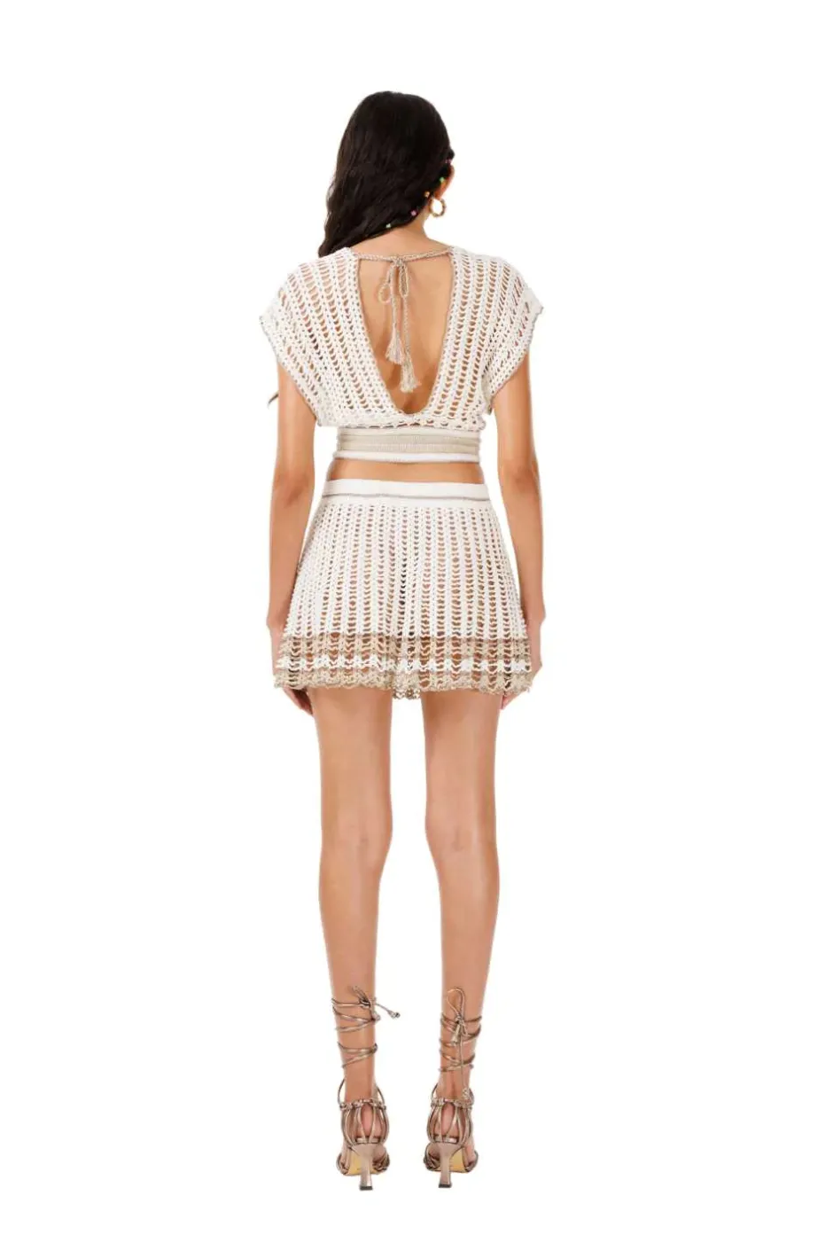 Sale - Lollipop Hand Crochet Top - Bronze Crop Tops
